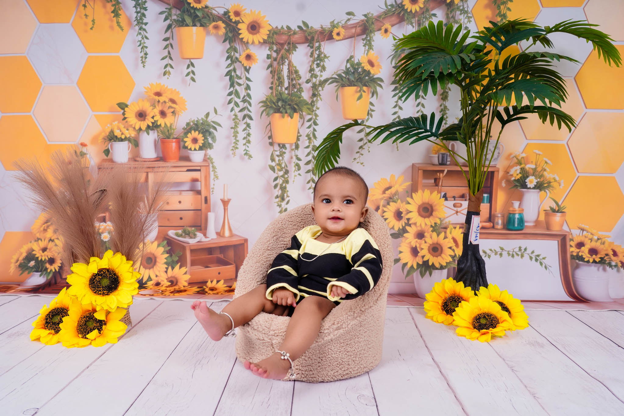 Sunflower theme baby photography in Madurai