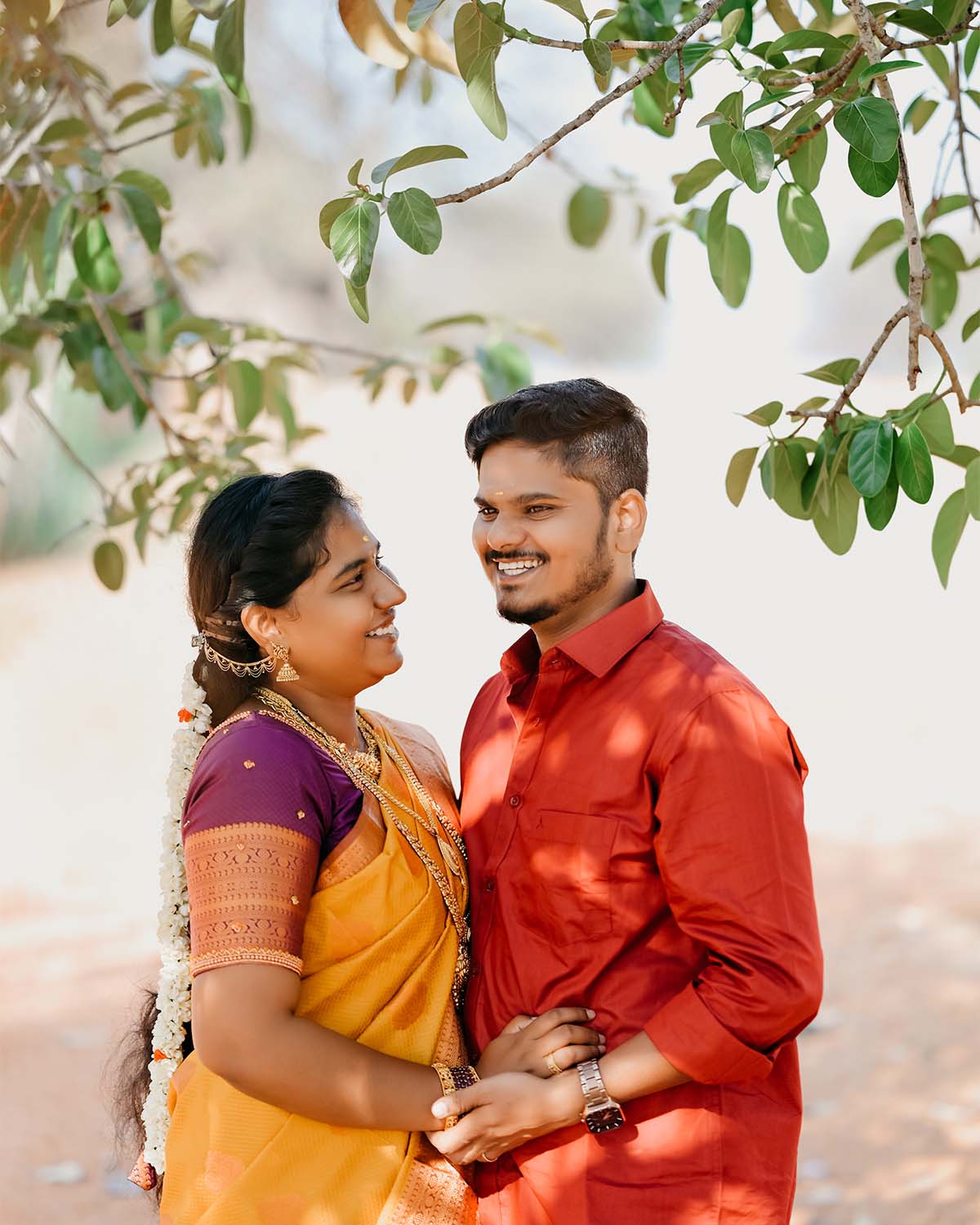 Couple exchanging rings